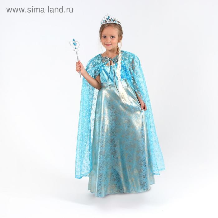 

Карнавальный костюм «Элла», платье, плащ, диадема, жезл, коса, р. 36, рост 140 см