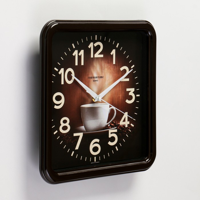 Часы настенные "Чашка кофе" плавный ход, коричневые 26х26 cм
