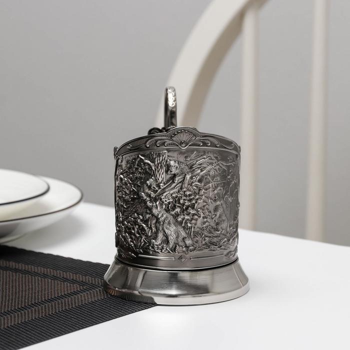 

Подстаканник «Мишки в лесу», никелированный, с чернением