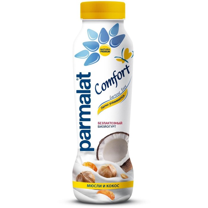 

Биойогурт PARMALAT питьевой безлактозный мюсли/кокос 290г