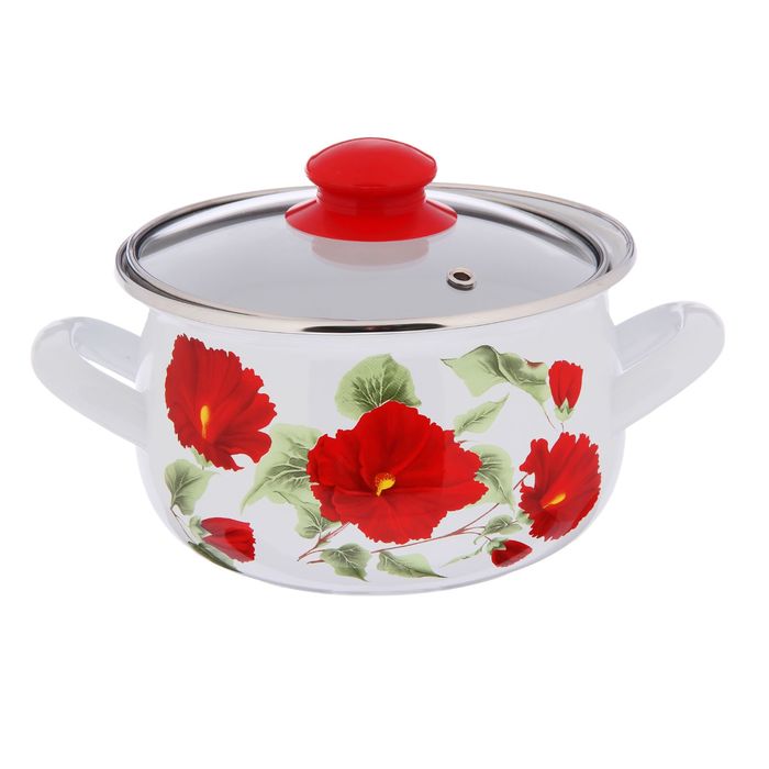 Кастрюля эмалированная 2,1 л "Каркаде", крышка