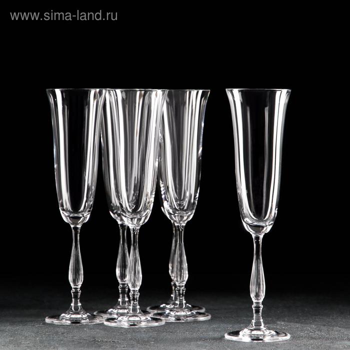 набор бокалов для шампанского рrimavera стеклянный 190 мл 6 шт гравировка напыление Набор бокалов для шампанского Fregata, 190 мл, 6 шт