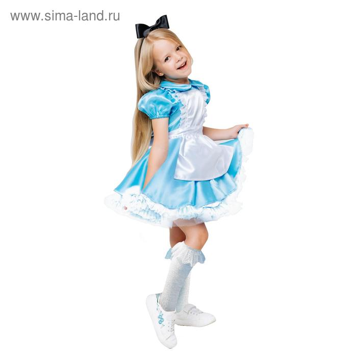 фото Карнавальный костюм «алиса в стране чудес», платье, ободок, р.32, рост 122 см пуговка
