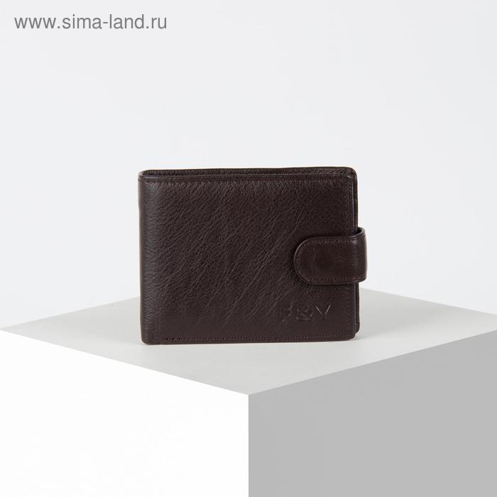 

Портмоне мужское, 2 отдела на клапане, цвет коричневый