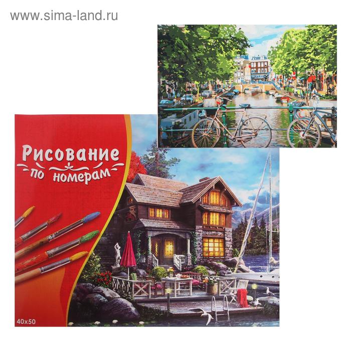 фото Картина по номерам 40×50 см в коробке «велосипеды на мосту в амстердаме» рыжий кот