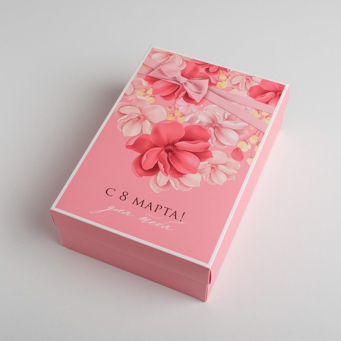 Коробка подарочная складная, упаковка, «С 8 марта», 30 х 20 х 9 см подарочная коробка symbol розовая 30 х 20 х 8 см