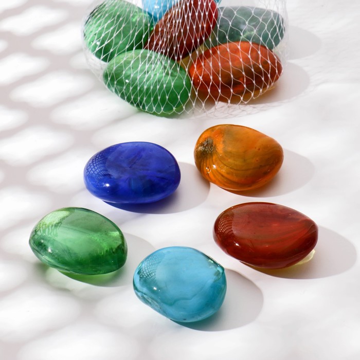 Декор стекло Камень плоский, овал (240-250 гр 10шт) микс камень стекло плоский 250 гр микс