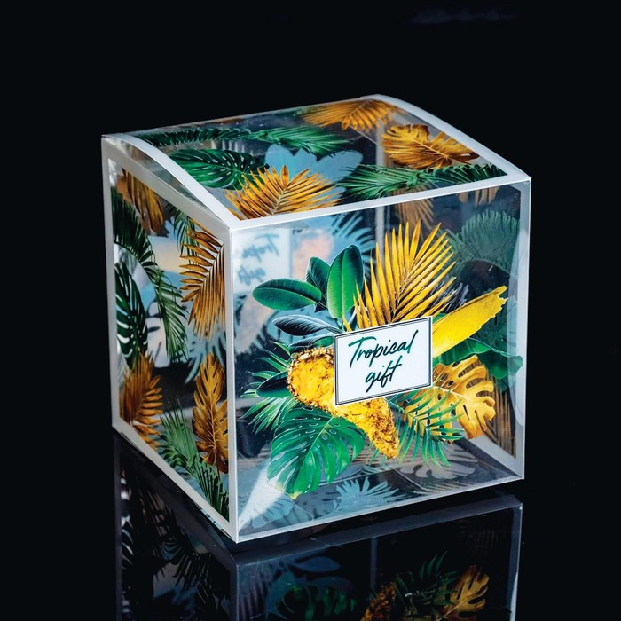 Подарочная коробка ПВС, Tropical gift 12 х 12 х 12 см