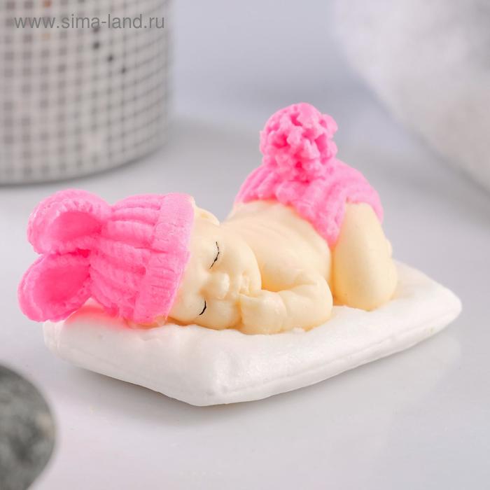 фото Фигурное мыло "малыш на подушке" 53гр розовый мыло ручной работы