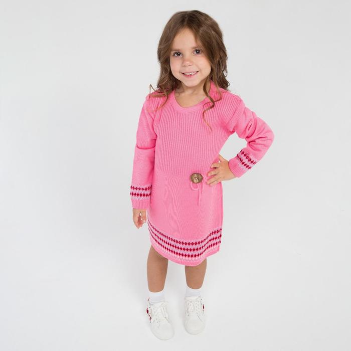 фото Платье для девочки, цвет розовый, рост 104 см (размер 34) маринатекс