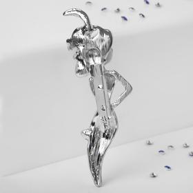 

Брошь "Леди" в шляпке, цвет синий в серебре
