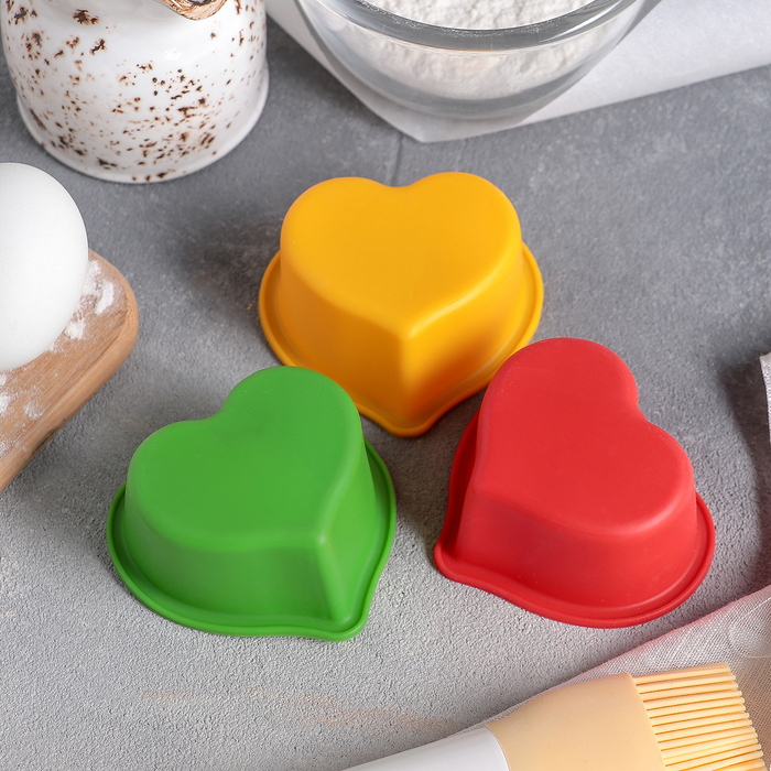 Форма для выпечки "Сердце" 8 см, цвета МИКС