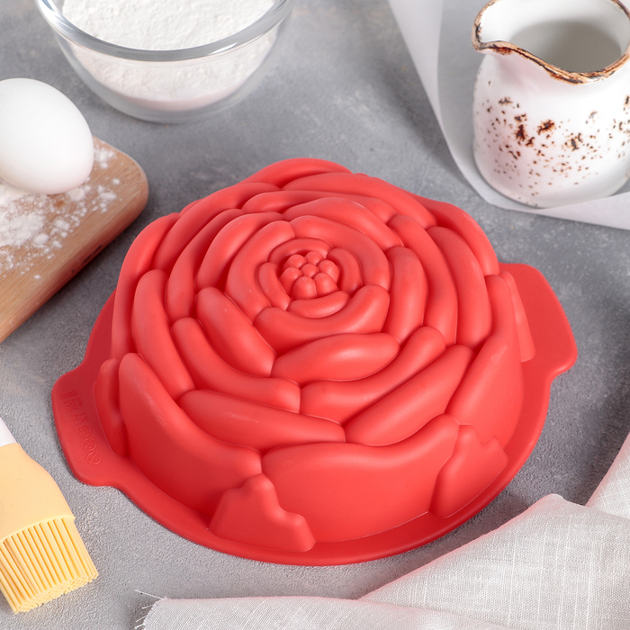 Форма для выпечки "Роза" с ручками, цвета МИКС