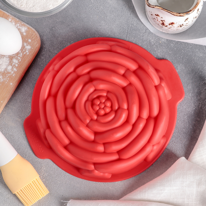 Форма для выпечки "Роза" с ручками, цвета МИКС