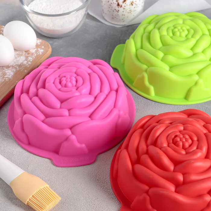 Форма для выпечки "Роза" с ручками, цвета МИКС