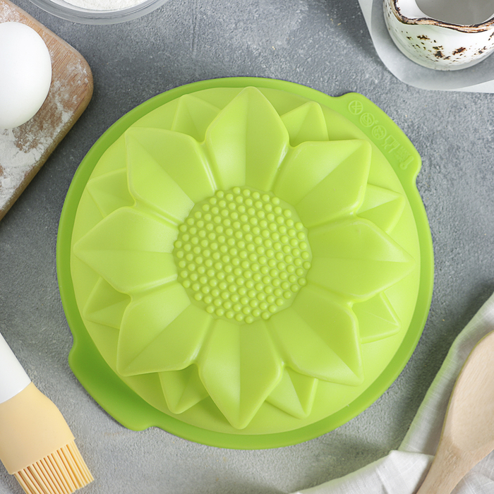 Форма для выпечки 20 см "Подсолнух", с ручками, цвета МИКС