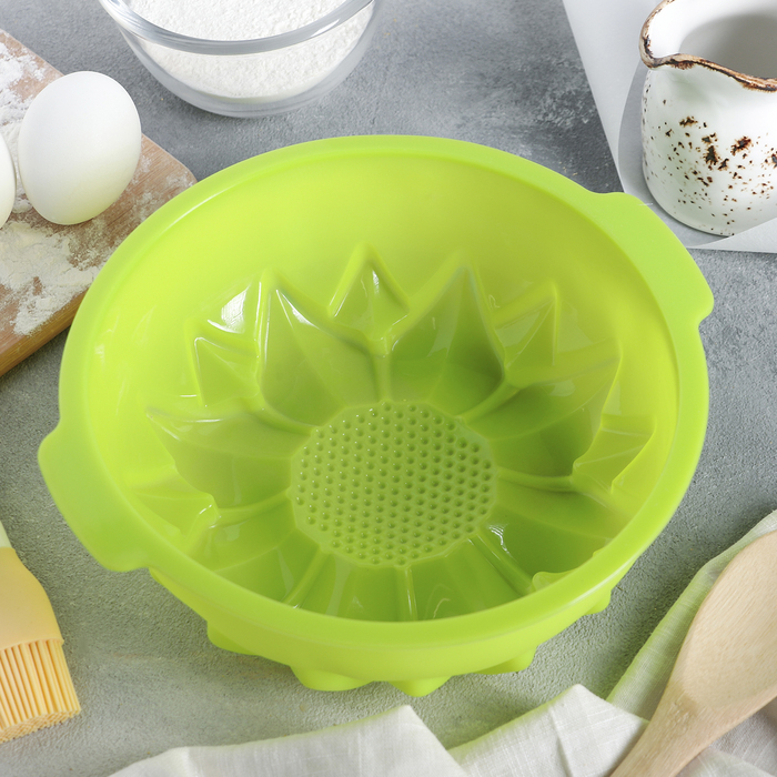 Форма для выпечки 20 см "Подсолнух", с ручками, цвета МИКС