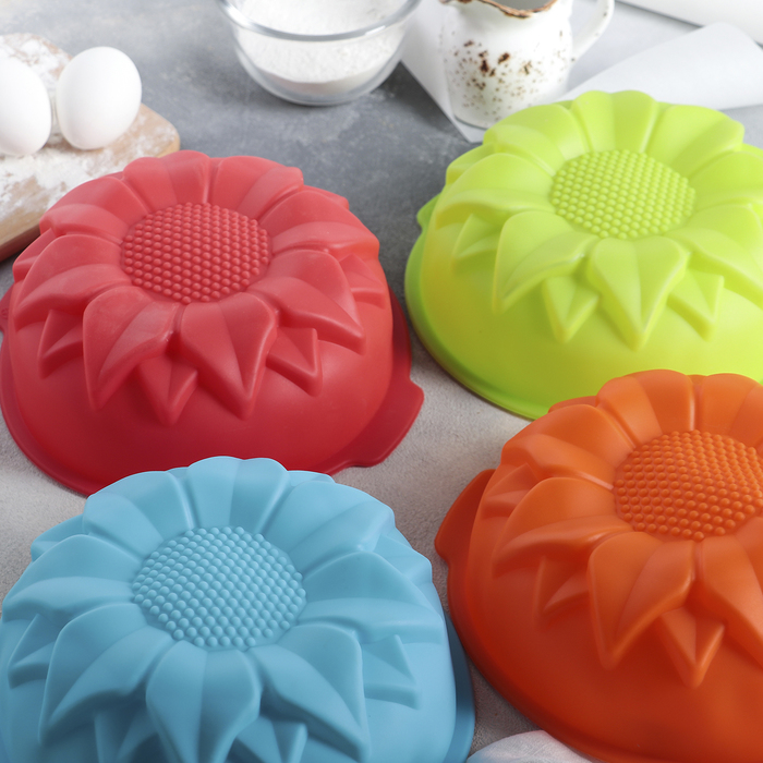 Форма для выпечки 20 см "Подсолнух", с ручками, цвета МИКС