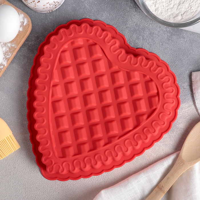 Форма для выпечки "Сердце. Клетка", цвета МИКС