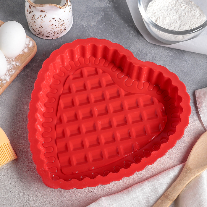 Форма для выпечки "Сердце. Клетка", цвета МИКС