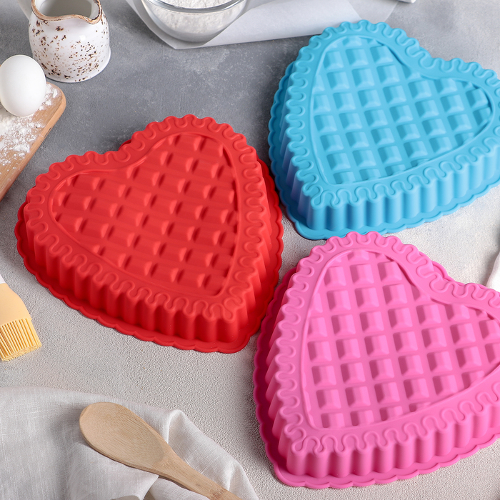 Форма для выпечки "Сердце. Клетка", цвета МИКС