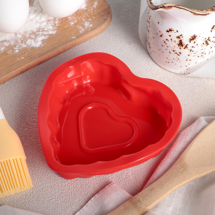 Форма для выпечки "Сердце в сердце" 12 см, цвета МИКС