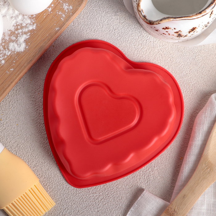Форма для выпечки "Сердце в сердце" 12 см, цвета МИКС