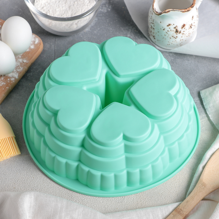 Форма для выпечки "Немецкий кекс. Сердца" 25х9 см, цвета МИКС