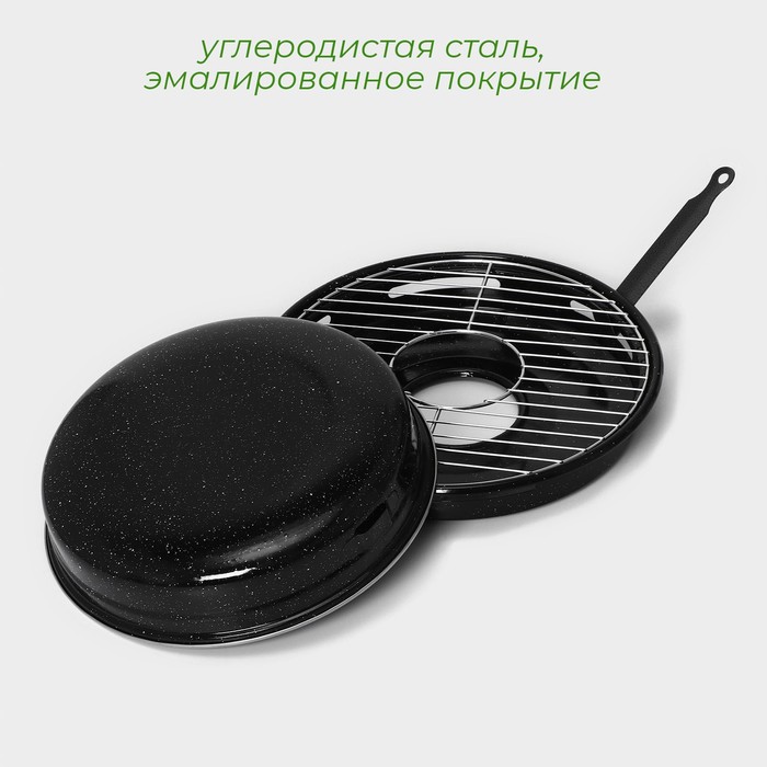 фото Сковорода- гриль healthy grill, d=33 см, эмалированное покрытие, цвет чёрный