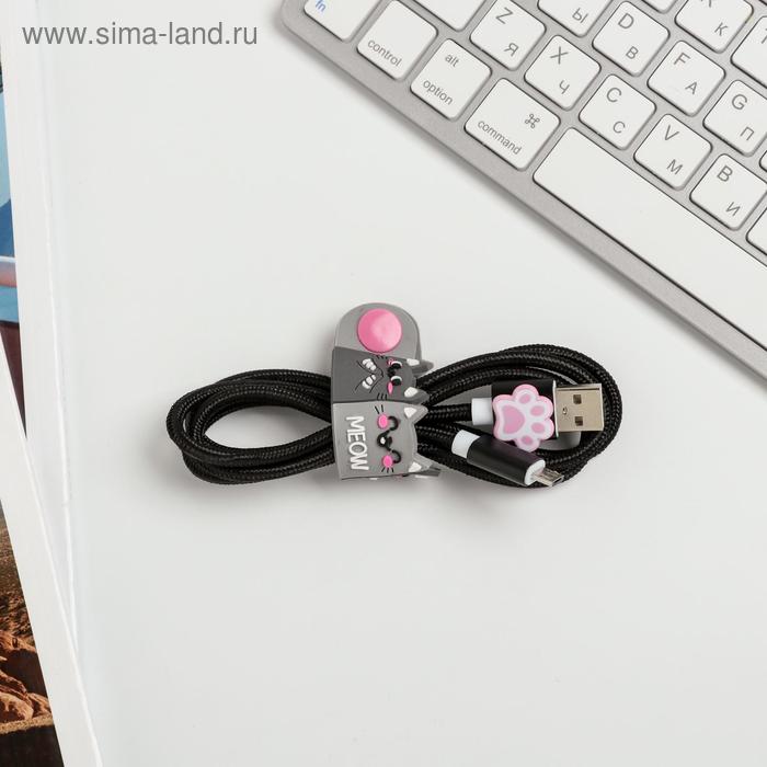 

Набор держатель для провода и кабель USB Android «Кот», 1 м