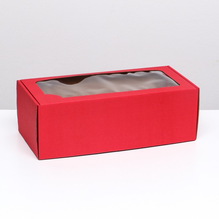 Коробка самосборная, с окном, алая, 16 х 35 х 12 см коробка самосборная с окном розовая 16 х 35 х 12 см