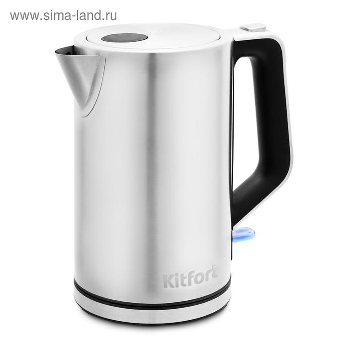 Чайник электрический Kitfort КТ-637, металл, 1.7 л, 2200 Вт, серебристый