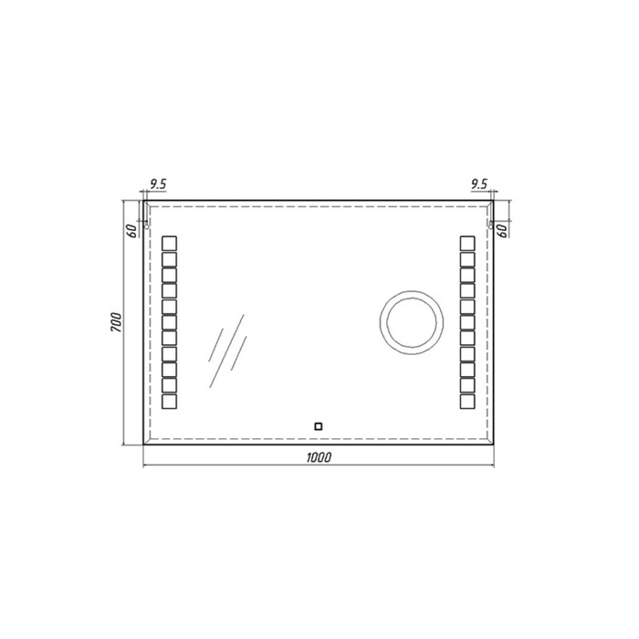 

Зеркало Sansa Quadro 100 alum (линза) с подсветкой