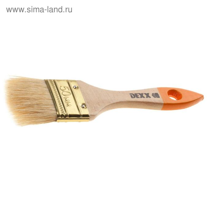Кисть флейцевая DEXX 0100-050_z02, деревянная ручка, натуральная щетина, 50 мм