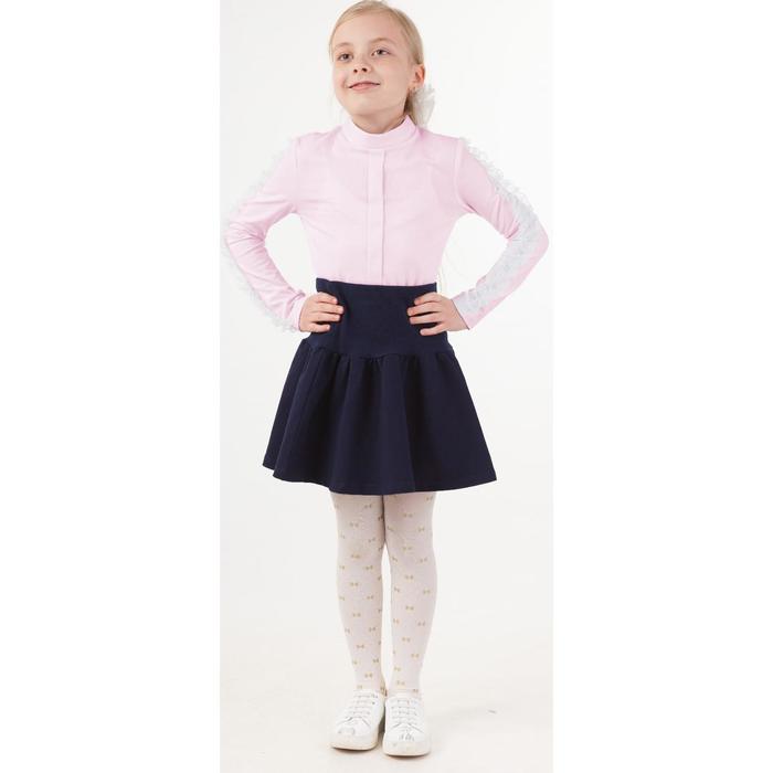 Блузка для девочек с длинным рукавом, рост 128 см, цвет розовый