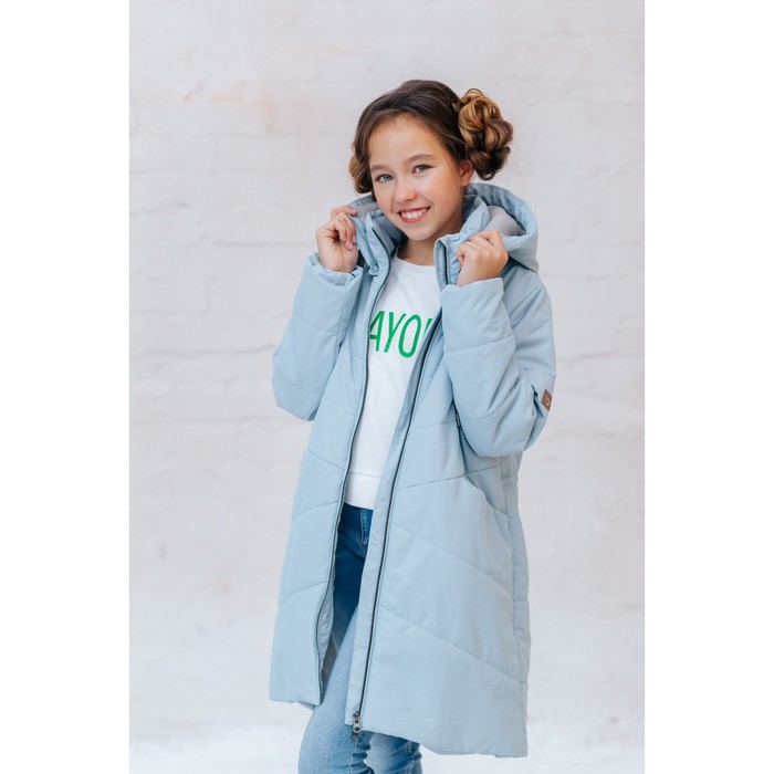 Куртка-пальто для девочек «Агата», рост 158 см, цвет сероголубой