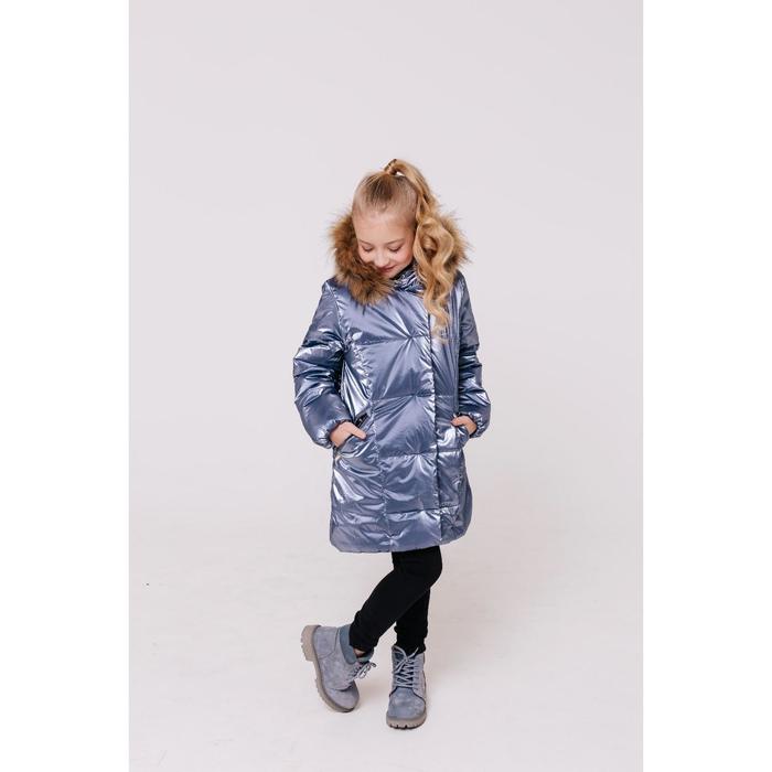 Пальто для девочки «Натали», рост 152 см, цвет серо-голубой