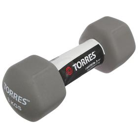 

Гантель TORRES 3 кг, металл в неопреновой оболочке, форма шестигранник, цвет серый