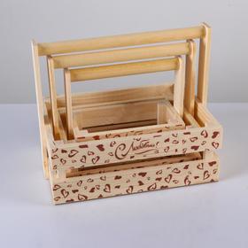 

Набор кашпо деревянных реечных ящиков, 30×25×20 см "С Любовью", 3 в 1, гравировка