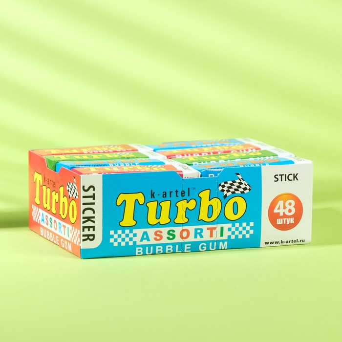Жевательная резинка Turbo ассорти вкусов с наклейкой, 14 г coris жевательная резинка coris ассорти 5 вкусов