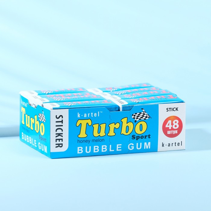 фото Жевательная резинка turbo, со вкусом дыни с наклейкой, 14 г к-артель