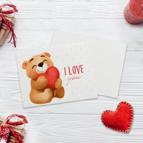 

Открытка-мини «I LOVE YOU», мишка, 8 х 6см