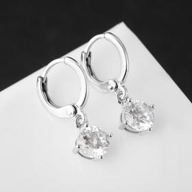 

Серьги со стразами "Блум" висячие, цвет белый в серебре