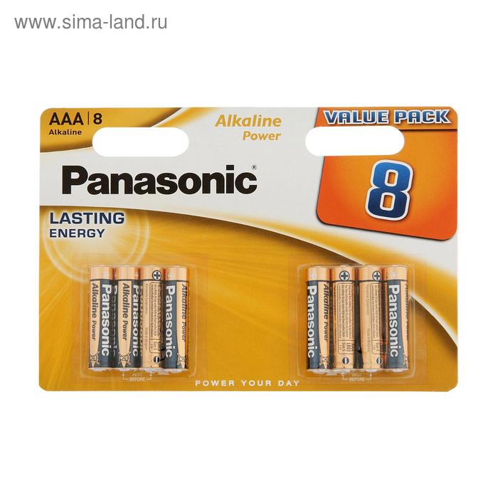 

Батарейка алкалиновая Panasonic Alkaline Power, AAA, LR03-8BL, 1.5В, блистер, 8 шт.