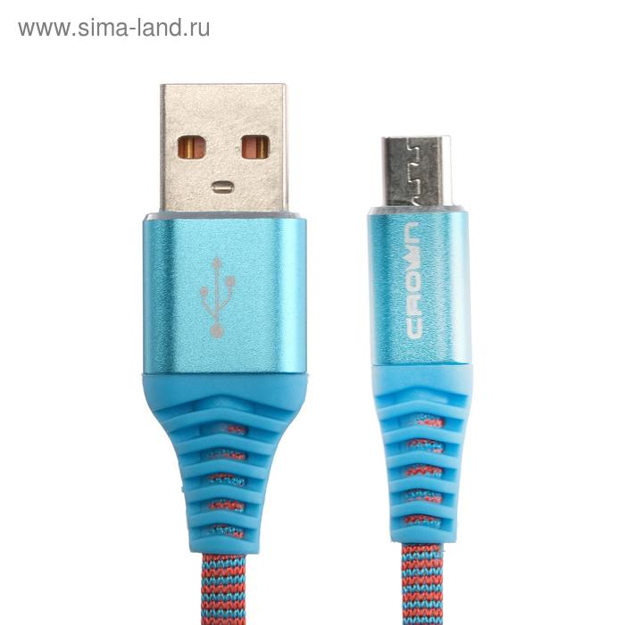 Кабель Crown CMCU-3102M, micro USB - USB, 2 А, 1 м, сине-красный