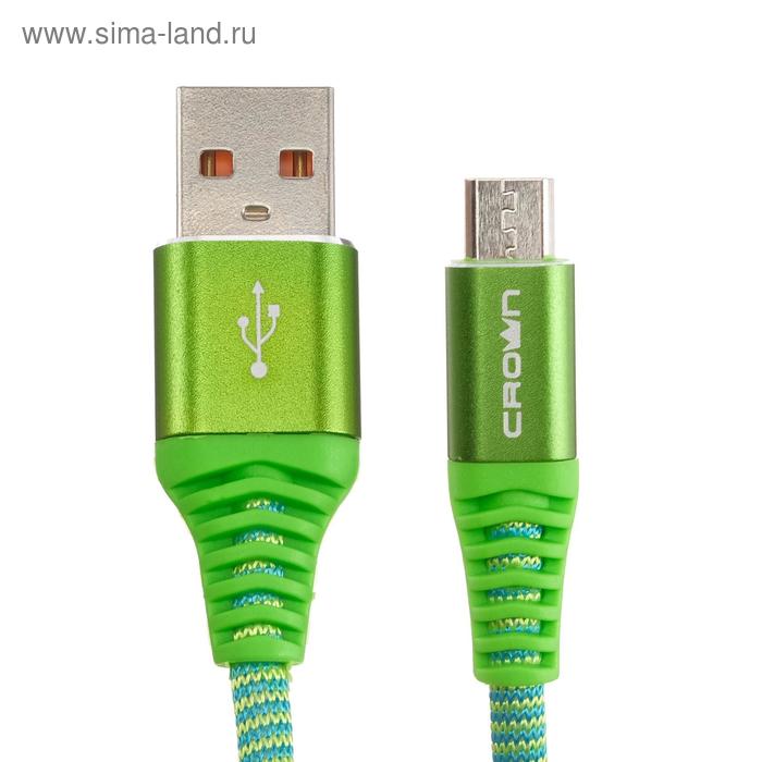 Кабель Crown CMCU-3102M, micro USB - USB, 2 А, 1 м, зеленый
