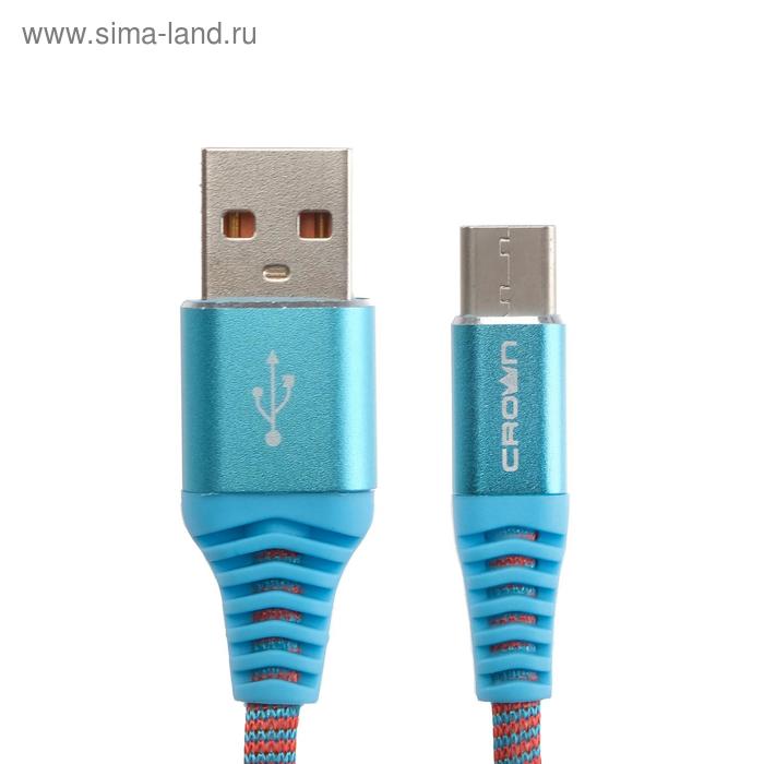 Кабель Crown CMCU-3102C, Type-C - USB, 2 А, 1 м, синий