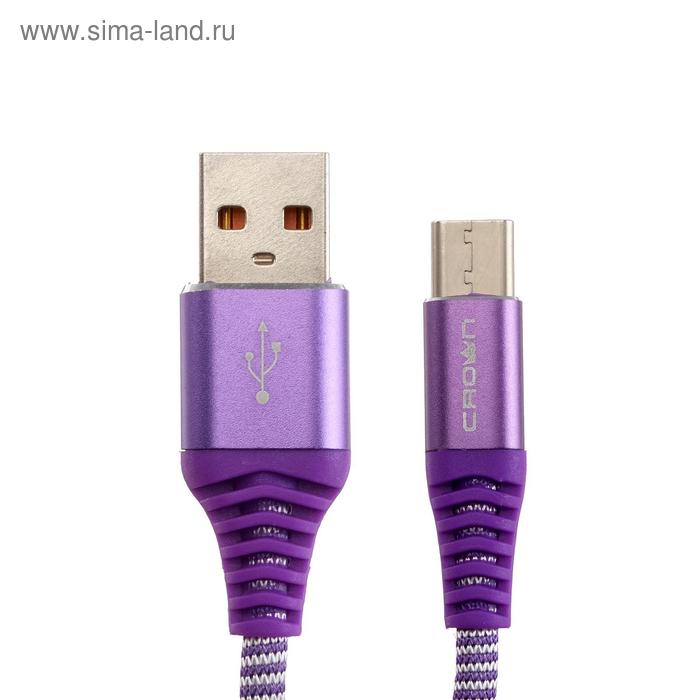 Кабель Crown CMCU-3102C, Type-C - USB, 2 А, 1 м, фиолетовый