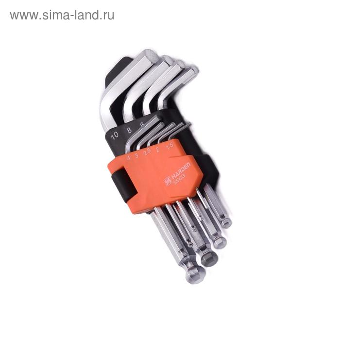 Набор ключей имбусовых HARDEN 540603, HEX, CrV, 9 шт., 1.5-10 мм, с шаром