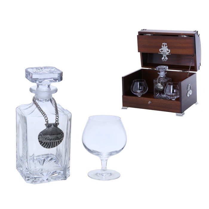 Набор для бренди в сундуке (графин, 2 бокала 260 мл.)